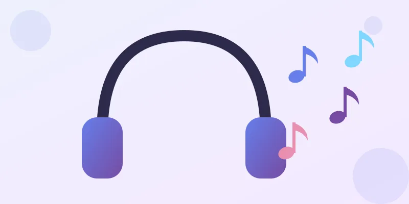 Headphones with music notes floating around them