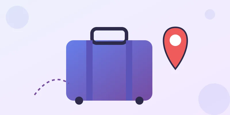 A suitcase with a map pin above it