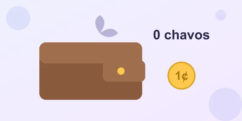 An empty wallet with a few coins and a moth flying out