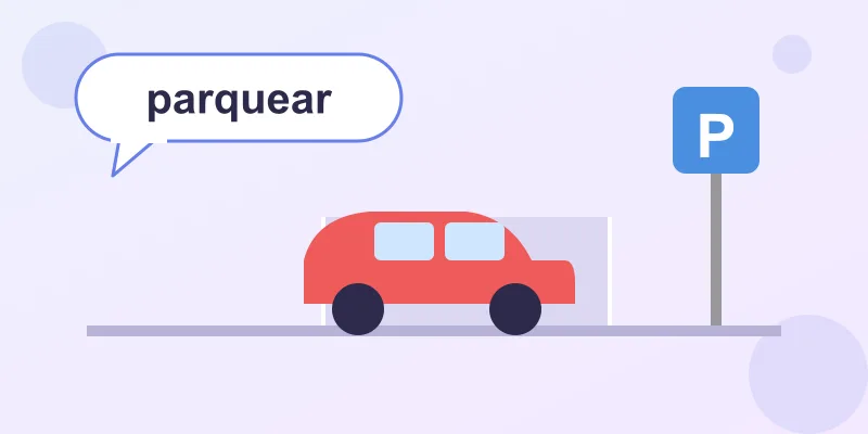 A small car pulling into a parking spot with a P sign