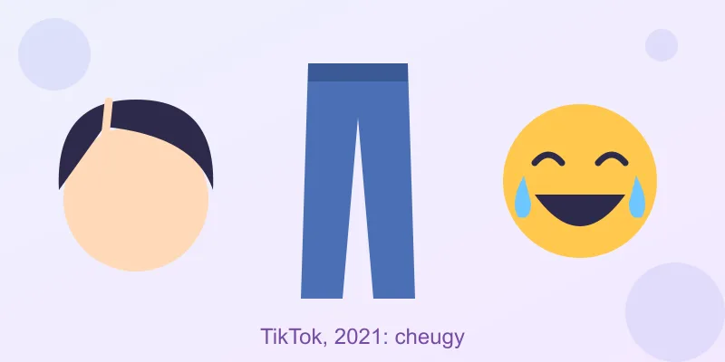 A side part haircut, a pair of skinny jeans and a crying laughing emoji face