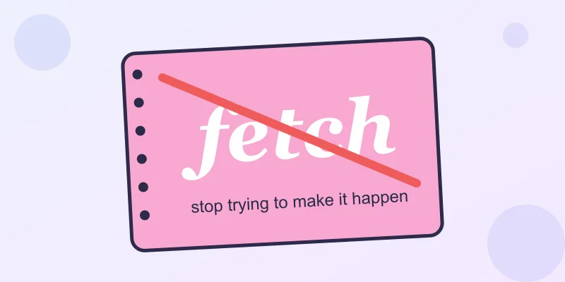 A pink notebook cover with the word fetch and a red cross through it